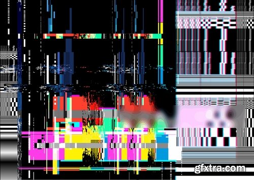 Collection of abstract background is a broken TV screen saver no signal 11 EPS