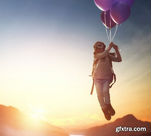 Child flying on balloons - 27 UHQ JPEG