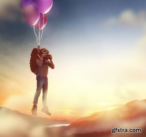 Child flying on balloons - 27 UHQ JPEG