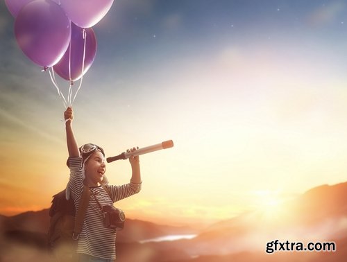 Child flying on balloons - 27 UHQ JPEG