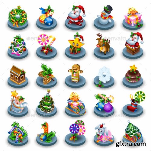 GraphicRiver - Christmas Isometric Icons 19137115