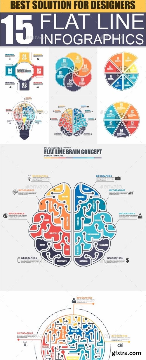 GraphicRiver - Set of Flat Line Business Infographic 18030289