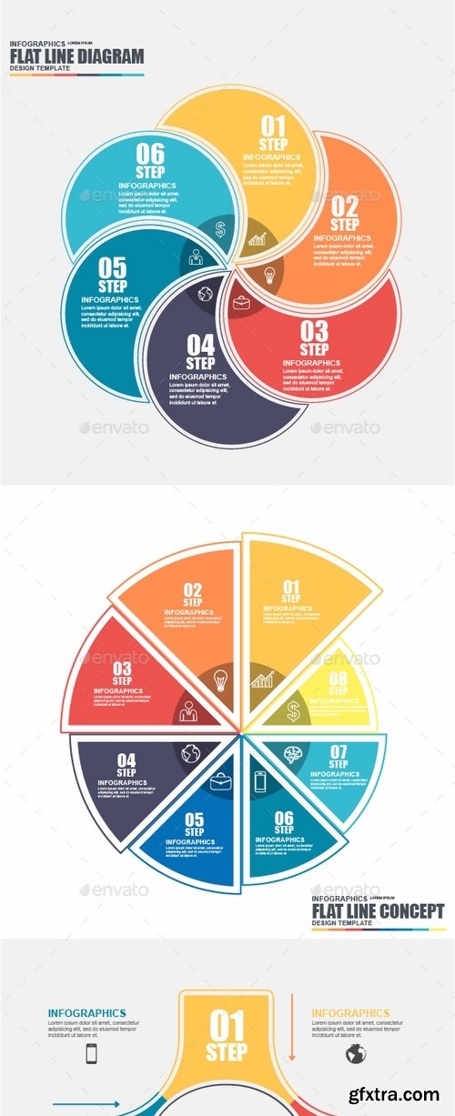 GraphicRiver - Set of Flat Line Business Infographic 18030289