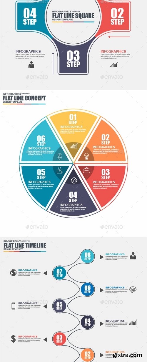 GraphicRiver - Set of Flat Line Business Infographic 18030289