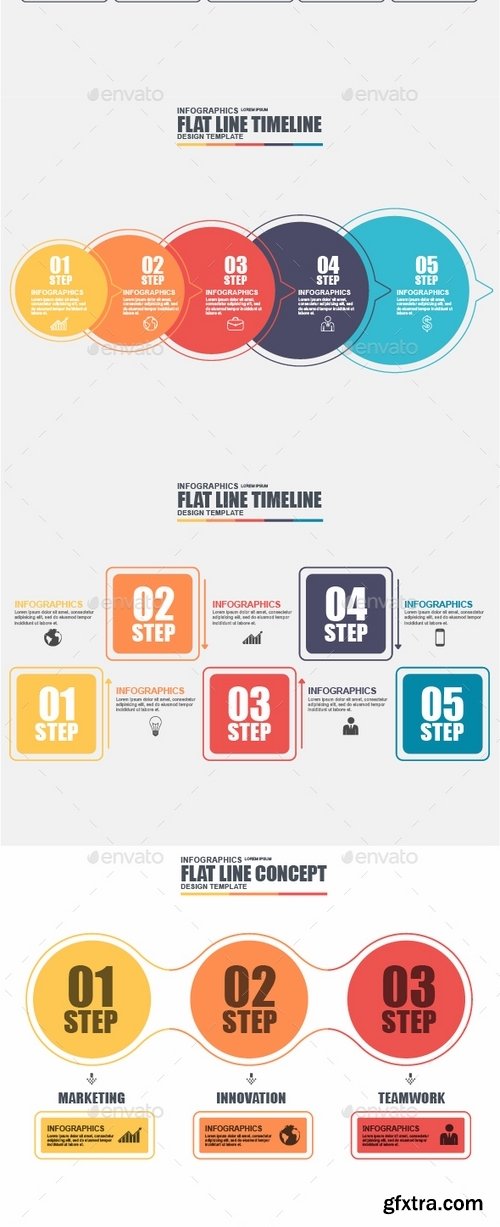 GraphicRiver - Set of Flat Line Business Infographic 18030289