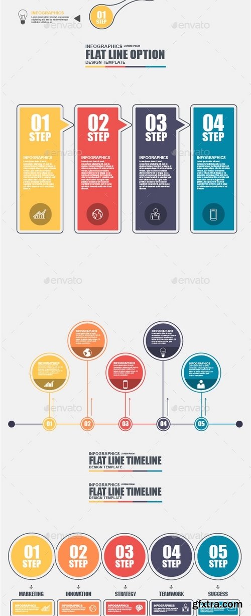 GraphicRiver - Set of Flat Line Business Infographic 18030289