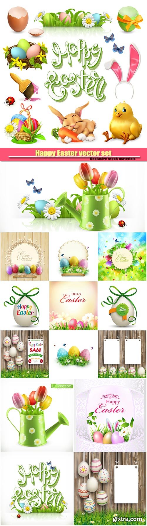 Happy Easter vector set