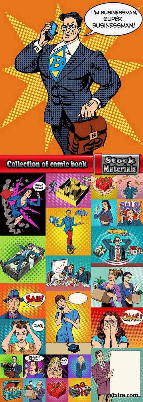 Collection of comic book illustration banner flyer 3-25 EPS