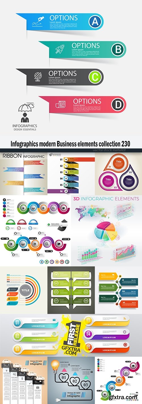 Infographics modern Business elements collection 230