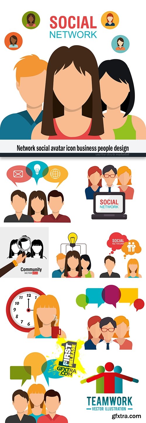 Network social avatar icon business people design