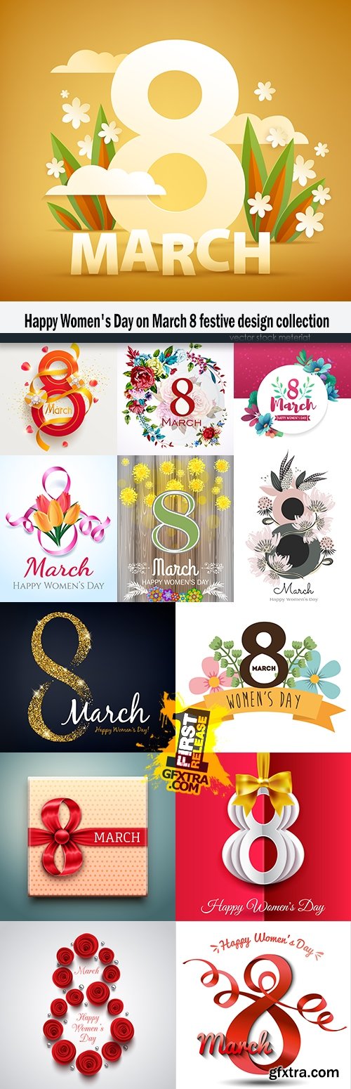 Happy Women's Day on March 8 festive design collection