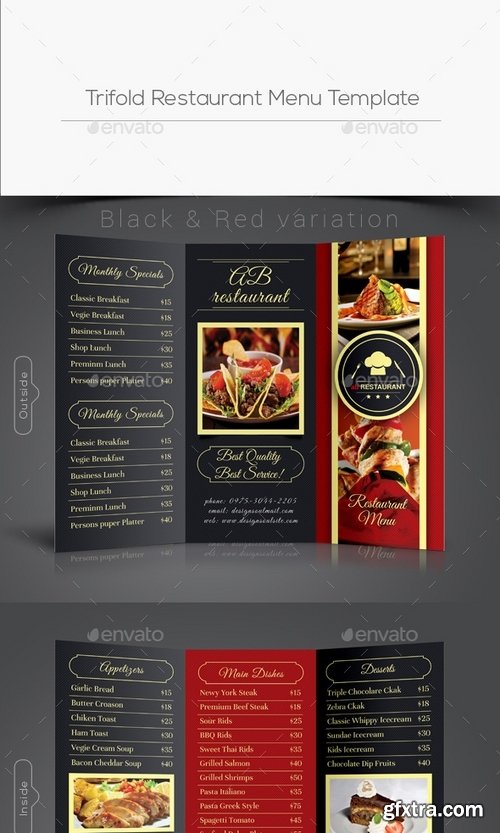 GraphicRiver - Trifold Restaurant Menu Template 19445975