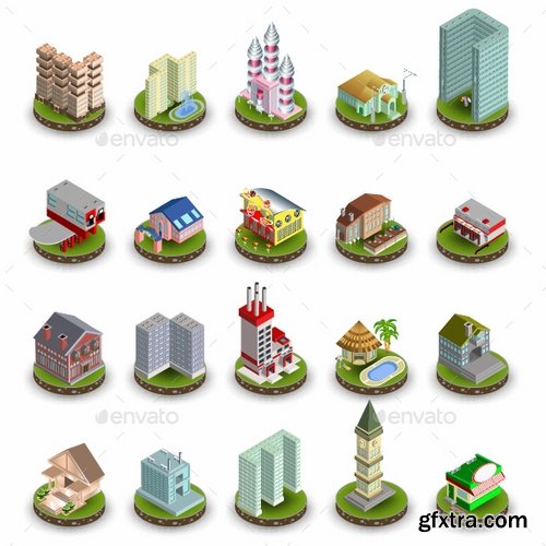 GraphicRiver - Isometric Buildings City Icons 19370644