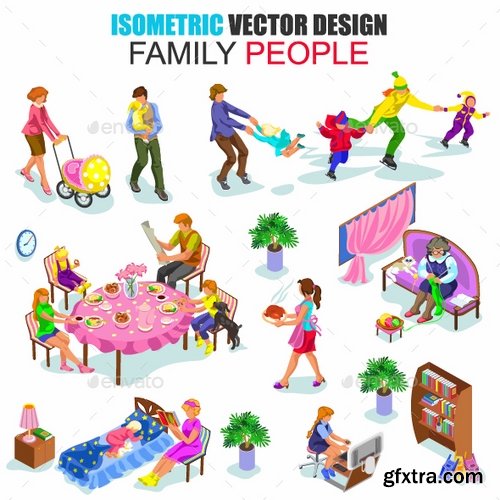 GraphicRiver - Isometric Family People Vector 18208435