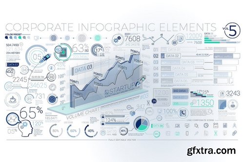 CreativeMarket Blue-Green Infographic Elements 1241446