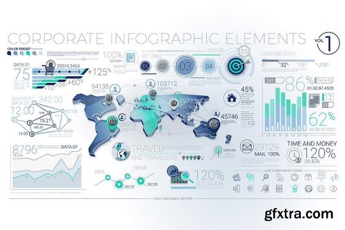 CreativeMarket Blue-Green Infographic Elements 1241446