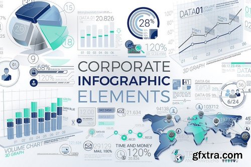 CreativeMarket Blue-Green Infographic Elements 1241446