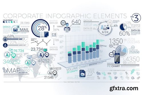 CreativeMarket Blue-Green Infographic Elements 1241446