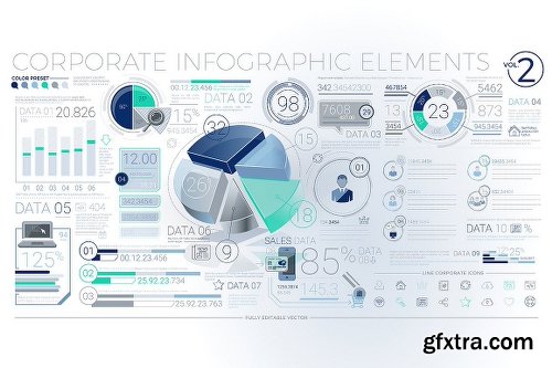 CreativeMarket Blue-Green Infographic Elements 1241446