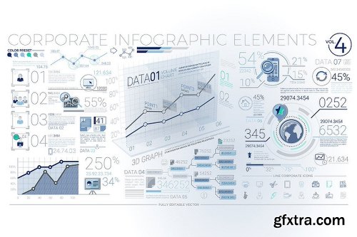 CreativeMarket Blue-Green Infographic Elements 1241446