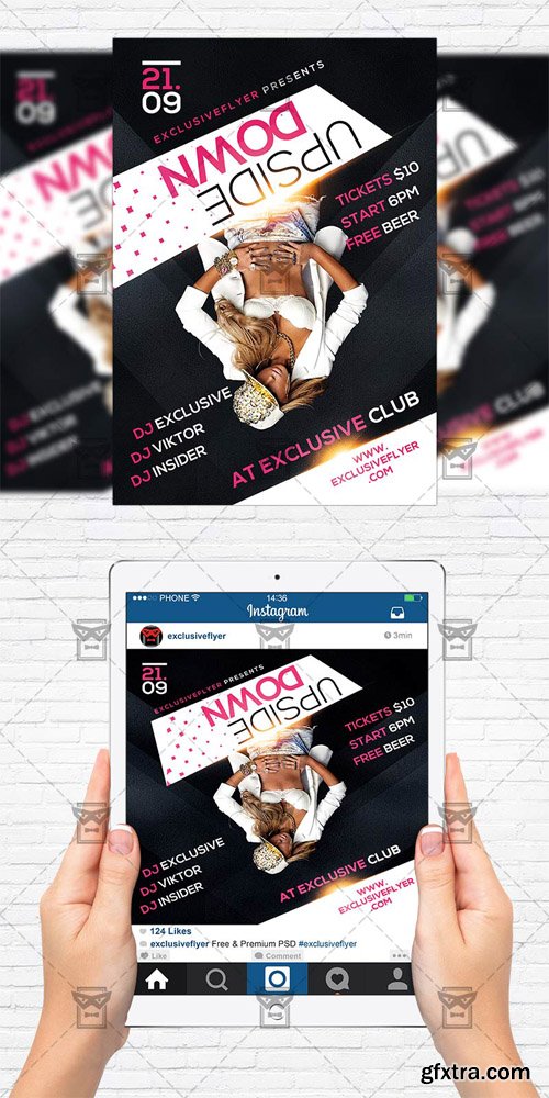 Upside Down - Flyer Template + Instagram Size Flyer