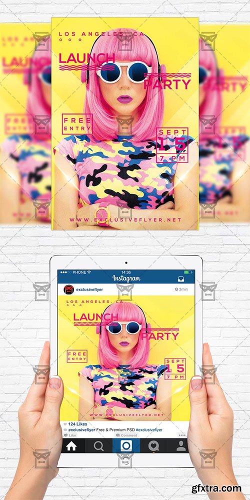 Launch Party Flyer Template   Instagram Size Flyer GFxtra