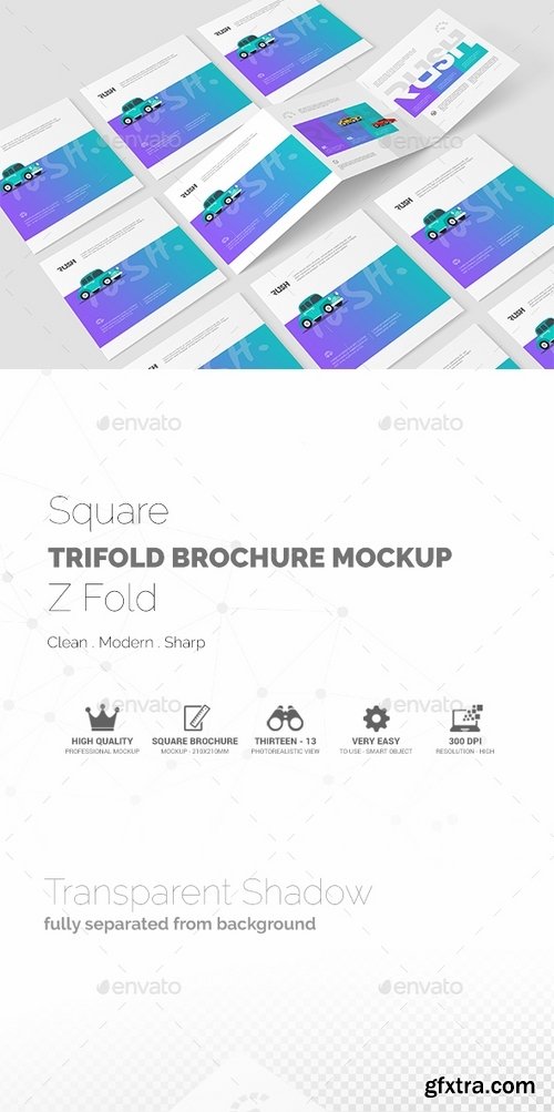 GraphicRiver - Square Trifold Brochure Mockups Z-Fold 15914766