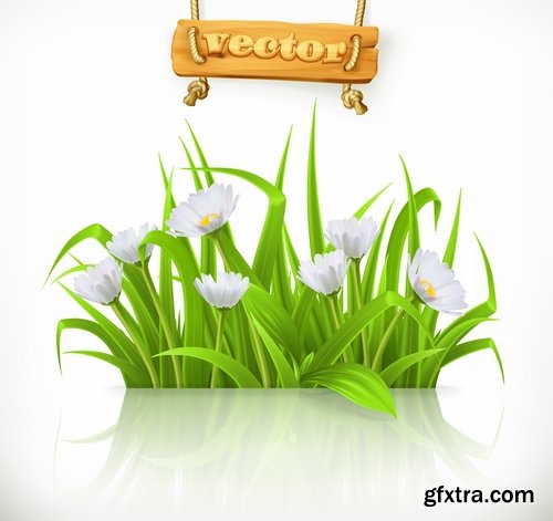 Collection of tulip snowdrop flower basket Spring warmth flyer banner card cover 25 EPS