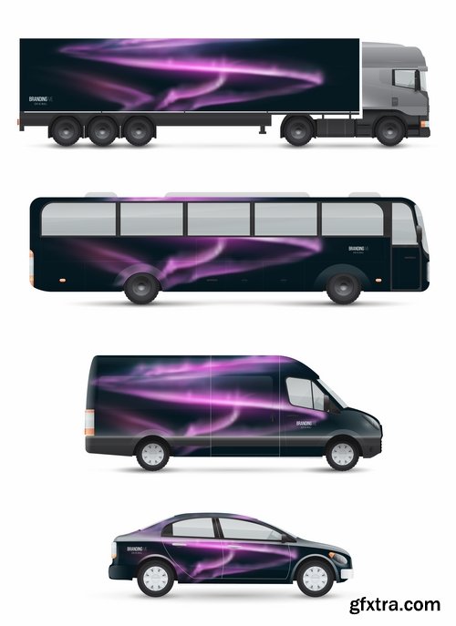 Collection of image for advertising on a car body truck minibus 23 EPS