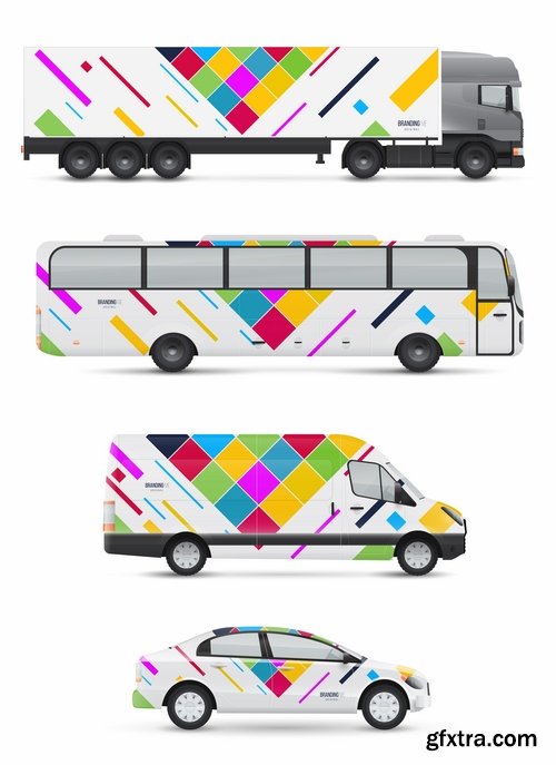 Collection of image for advertising on a car body truck minibus 23 EPS