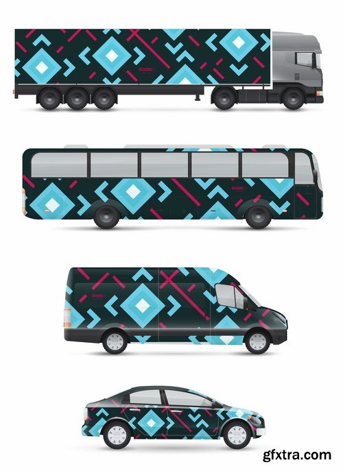 Collection of image for advertising on a car body truck minibus 23 EPS