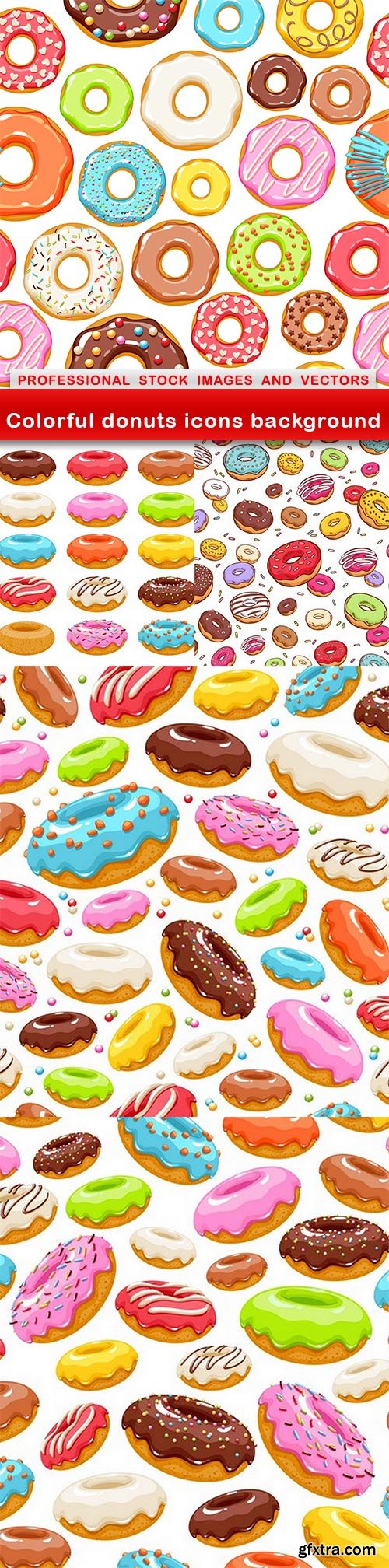 Colorful donuts icons background - 5 EPS