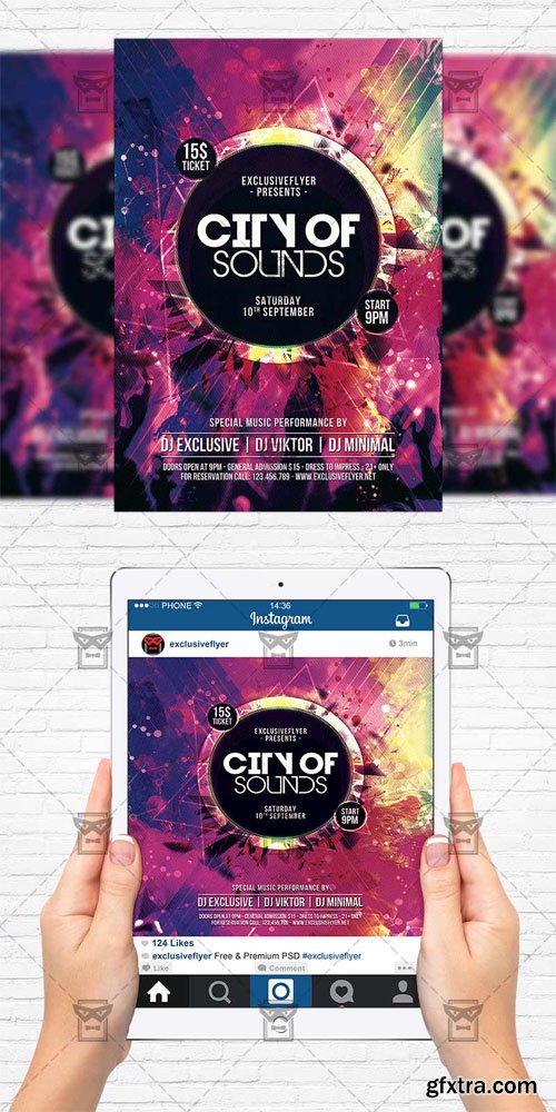 City of Sound - Flyer Template + Instagram Size Flyer