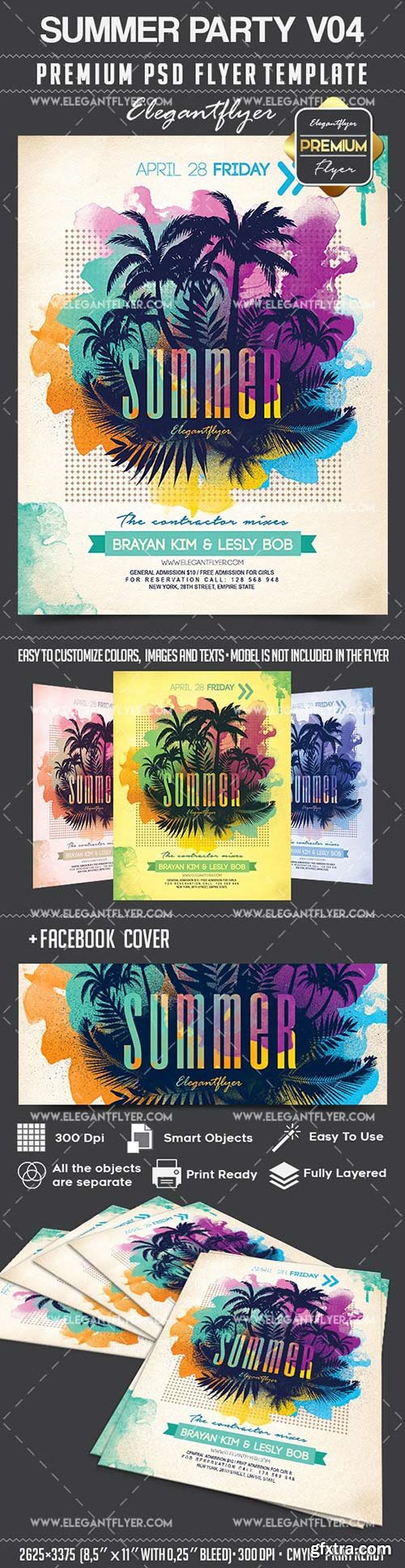 Summer Party V04 – Flyer PSD Template + Facebook Cover