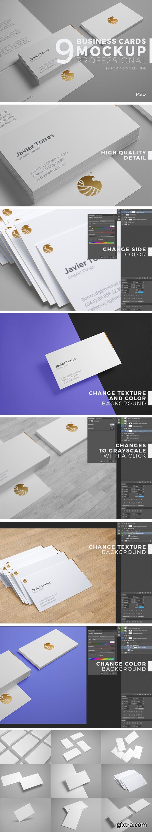 CM 1276774 - 9 Business Cards Mockup Professional