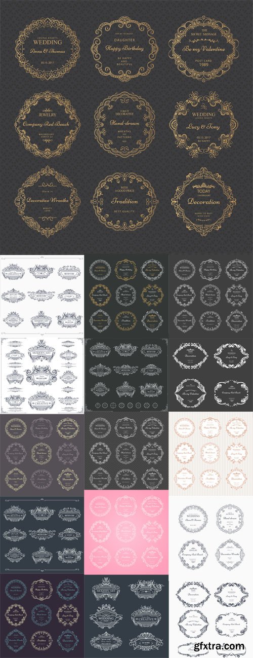 Vector Set - Hand Drawn Wreaths