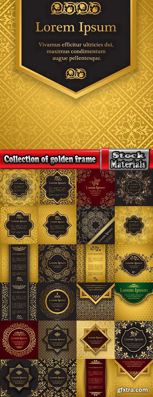 Collection of golden frame border invitation card cover ethnic ornament vector pattern picture 25 EPS