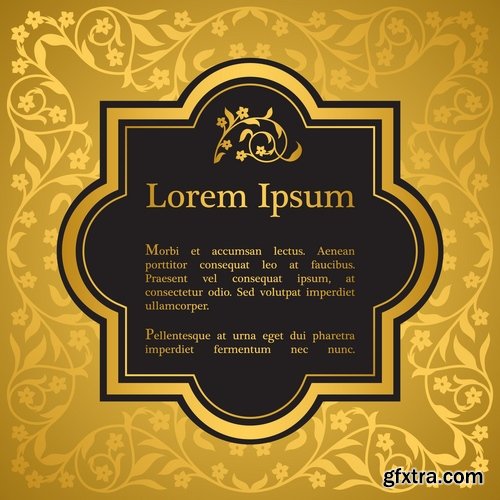 Collection of golden frame border invitation card cover ethnic ornament vector pattern picture 25 EPS