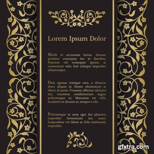 Collection of golden frame border invitation card cover ethnic ornament vector pattern picture 25 EPS