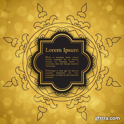 Collection of golden frame border invitation card cover ethnic ornament vector pattern picture 25 EPS