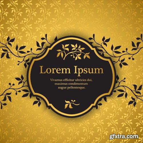 Collection of golden frame border invitation card cover ethnic ornament vector pattern picture 25 EPS