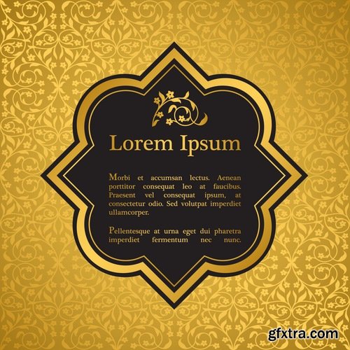 Collection of golden frame border invitation card cover ethnic ornament vector pattern picture 25 EPS