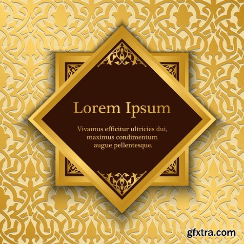 Collection of golden frame border invitation card cover ethnic ornament vector pattern picture 25 EPS