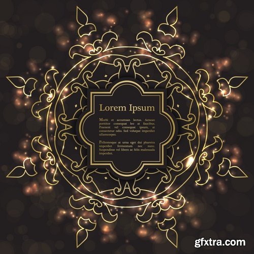 Collection of golden frame border invitation card cover ethnic ornament vector pattern picture 25 EPS