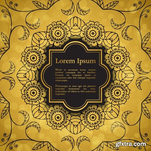 Collection of golden frame border invitation card cover ethnic ornament vector pattern picture 25 EPS