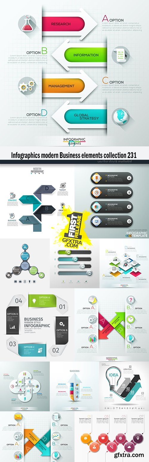 Infographics modern Business elements collection 231