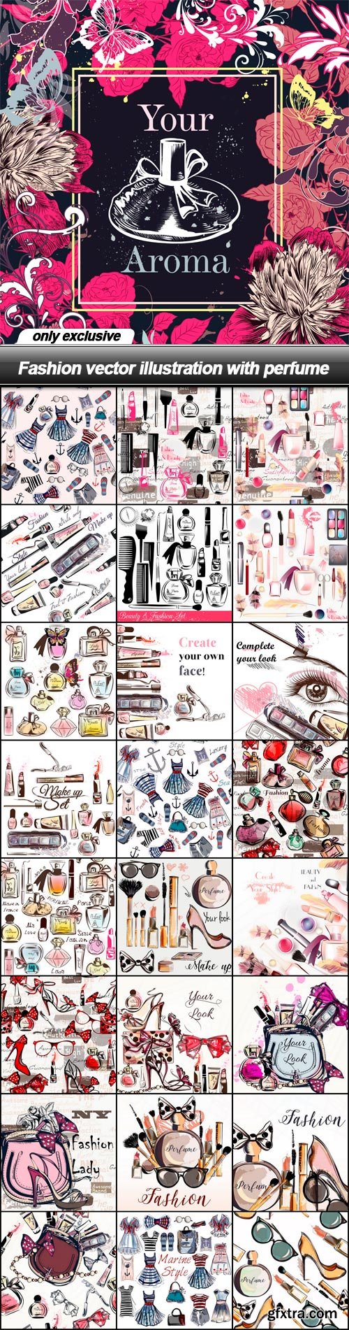 Fashion vector illustration with perfume - 25 EPS