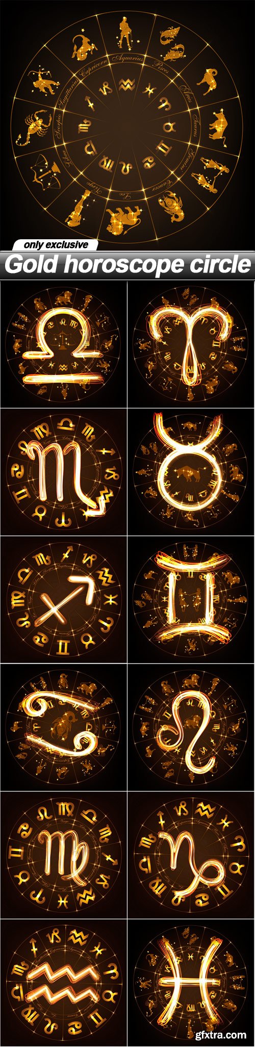 Gold horoscope circle - 13 EPS