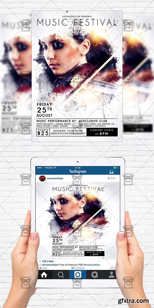 Music Festival - Flyer Template + Instagram Size Flyer