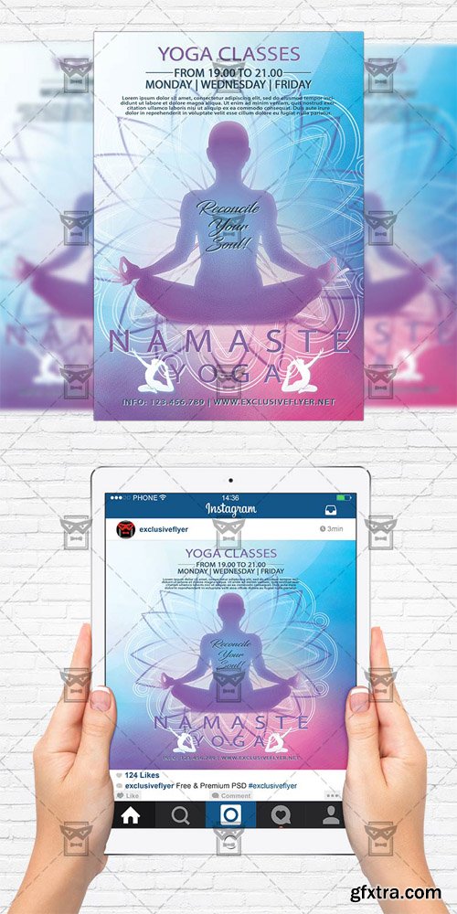 Yoga Classes - Flyer Template + Instagram Size Flyer